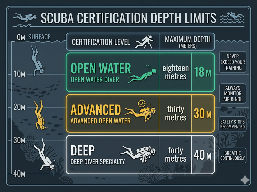 Referenzkarte Tiefengrenzen: OW 18m AOW 30m Deep 40m